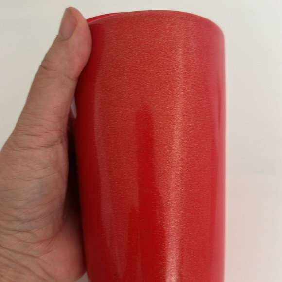 Starbucks Bright Red Travel Mug with Gold Shimmer 12 fl oz EUC - Picture 10 of 12